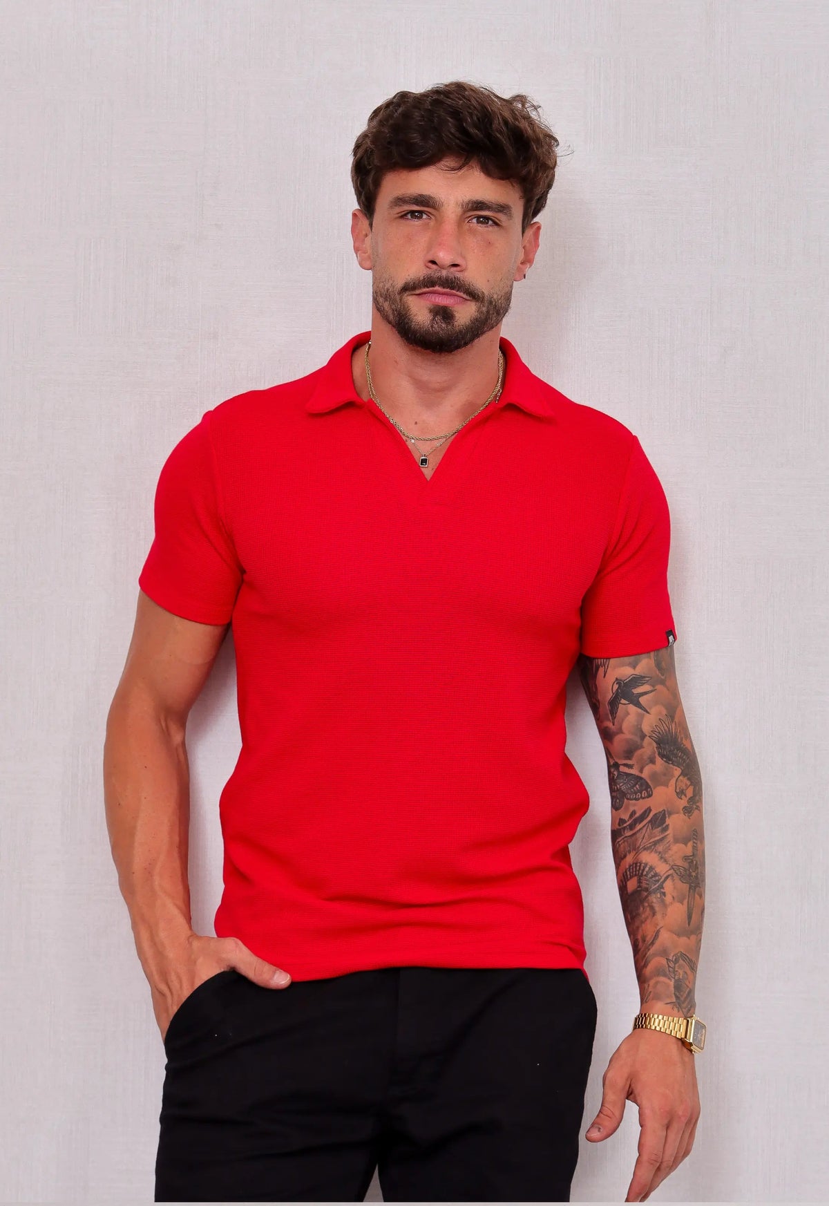 Camisa Polo Italiana Tricot Vermelha