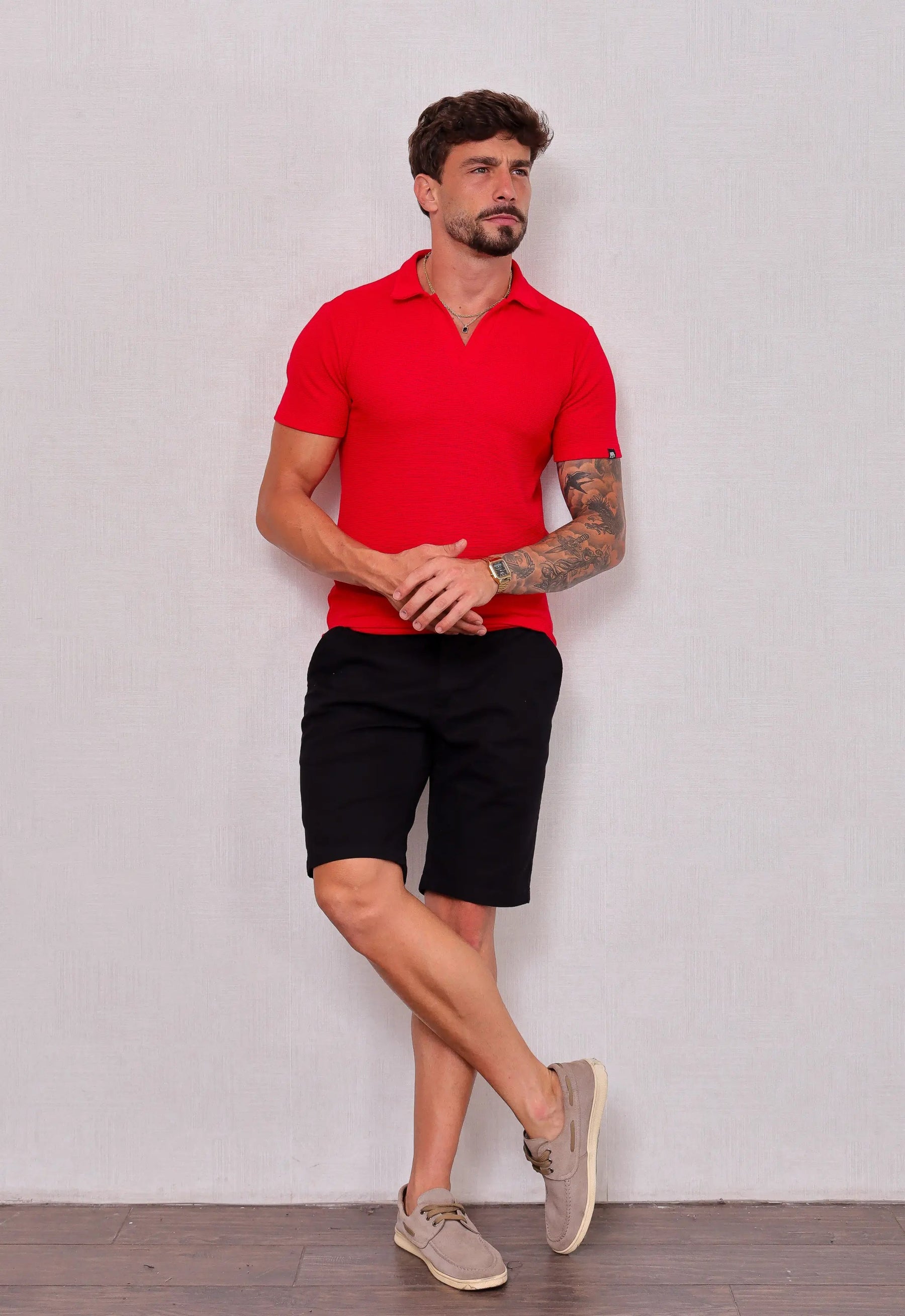 Camisa Polo Italiana Tricot Vermelha