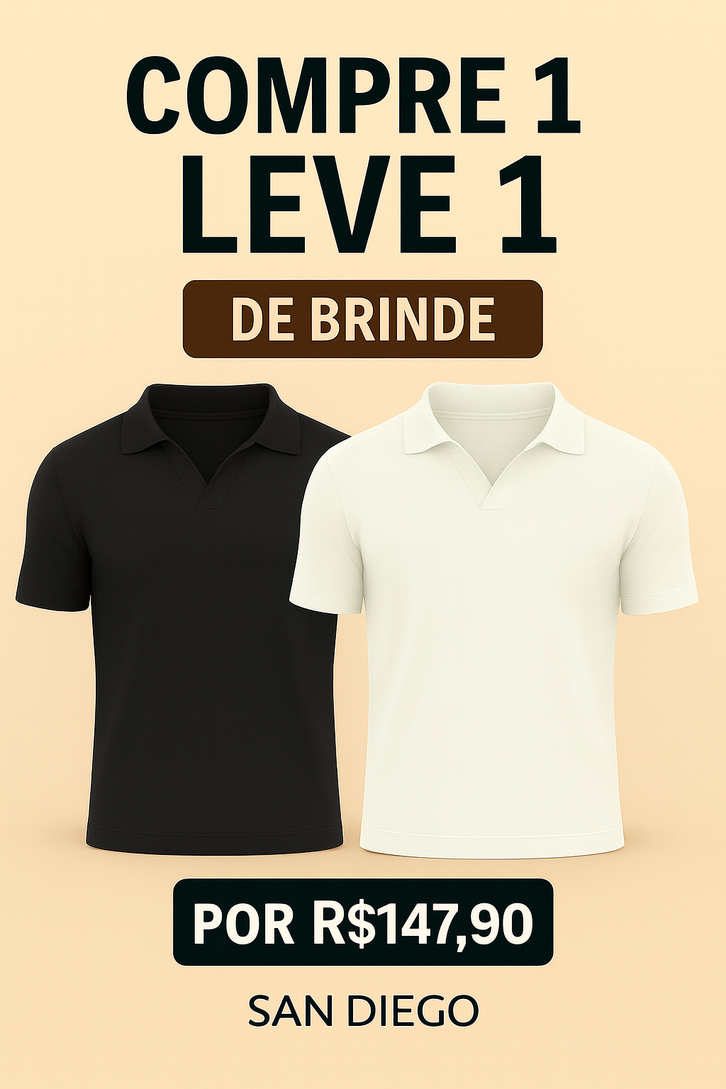 (COMPRE 1 LEVE 1 DE BRINDE) Camisa Polo Italiana Tricot - Black Friday
