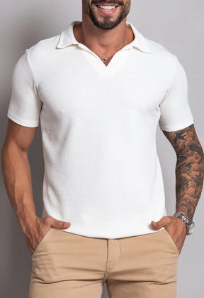 Camisa Polo Italiana Tricot Branca